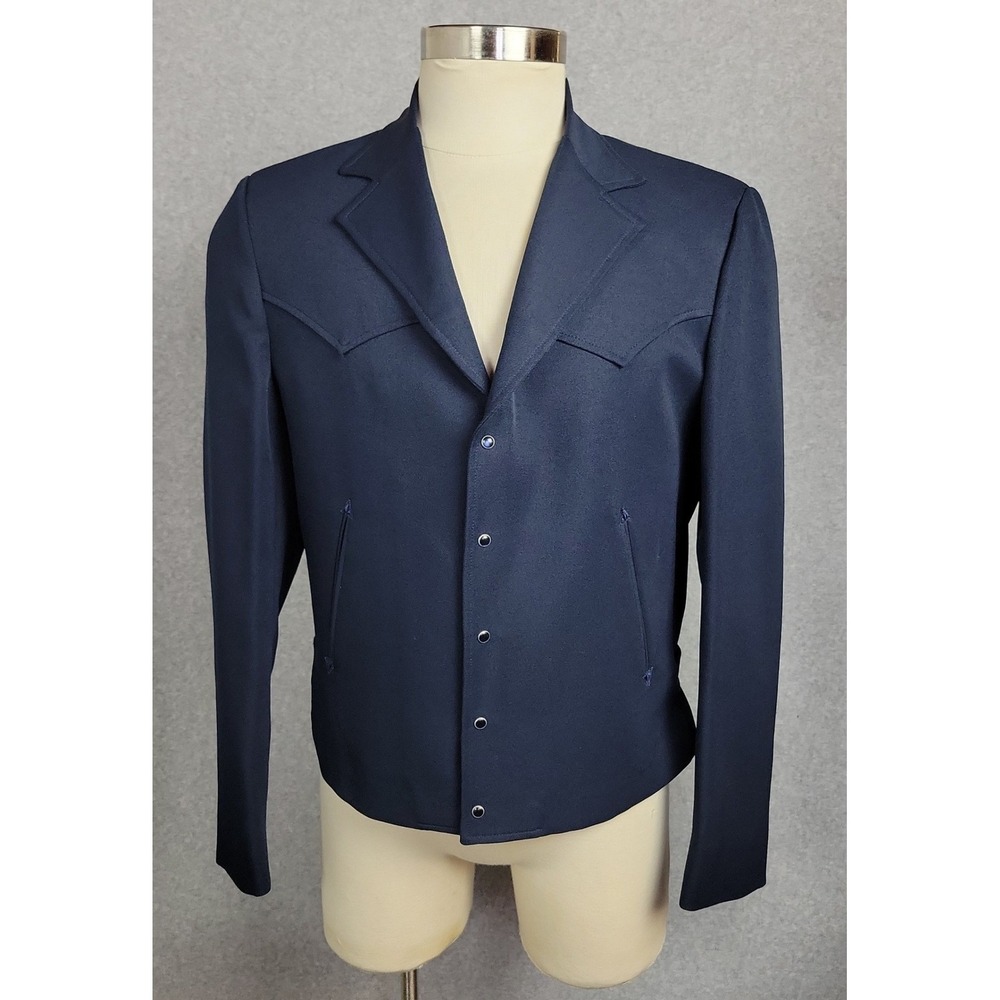 Vtg Ranchman Lasso Navy Blue Western Snap Button Drifter Blazer Jacket Mens 42